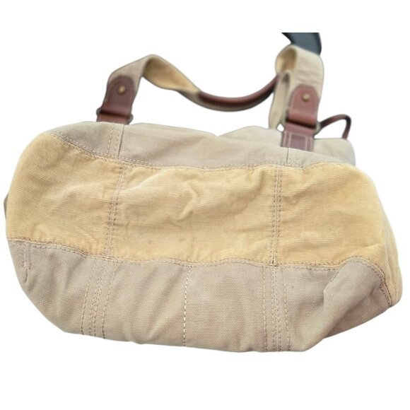 Fossil Modern Vintage Canvas & Leather Tote Bag Multiple Pockets Key Charm - Picture 11 of 11